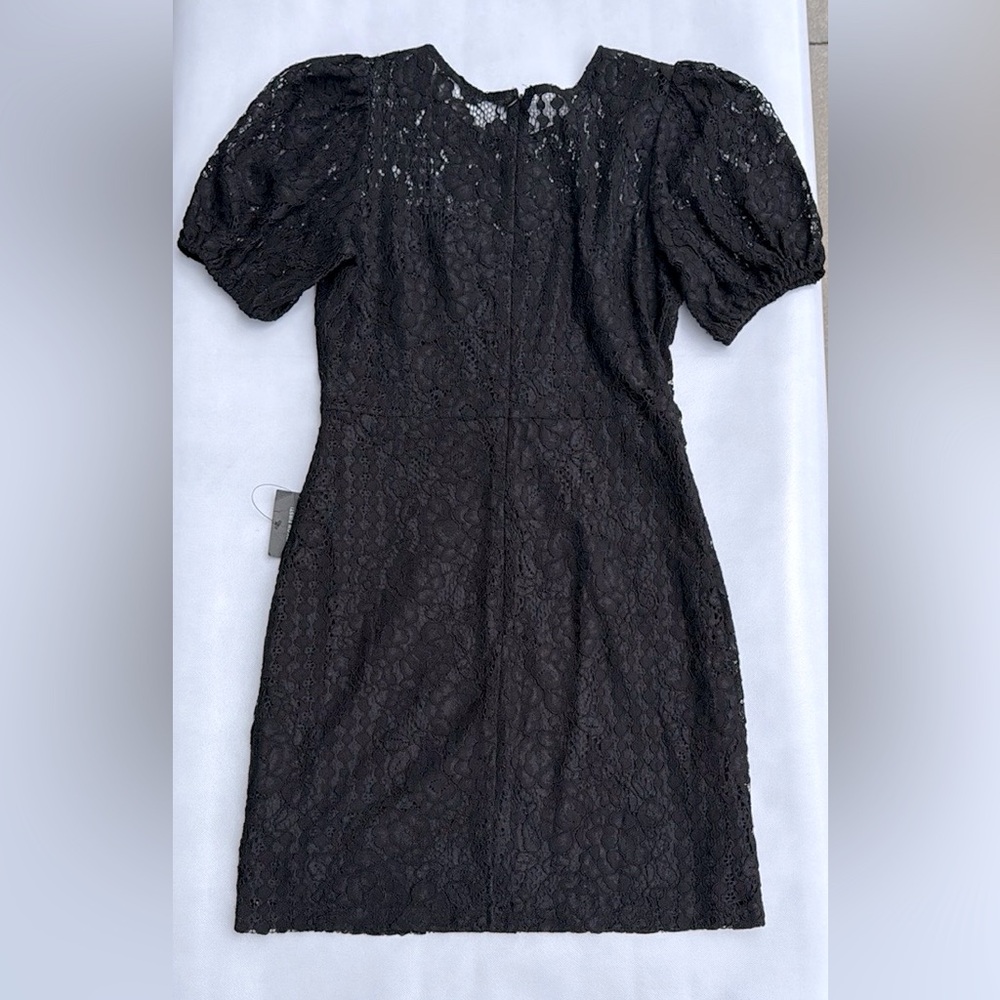 NWT Lulus Not a Secret Black Lace Puff Sleeve Mini Dress - Picture 8 of 11